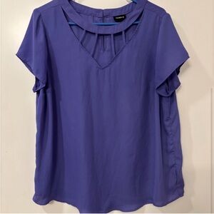 Torrid Blue Flutter Sleeve Cut Out Blouse